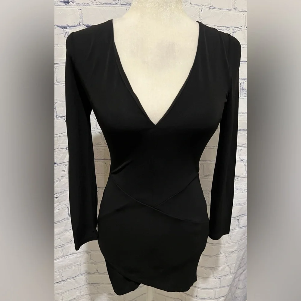 Kendall + Kylie Black Lace Up Long Sleeve Dress Size 6 - Picture 2 of 7